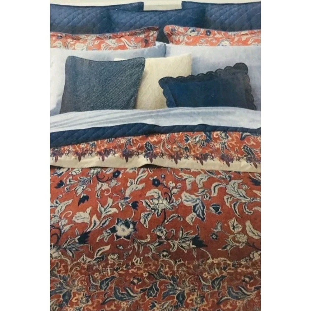 Ralph Lauren Duvet Cover Full/Queen Orange Mirabelle Floral Cotton Retired $375